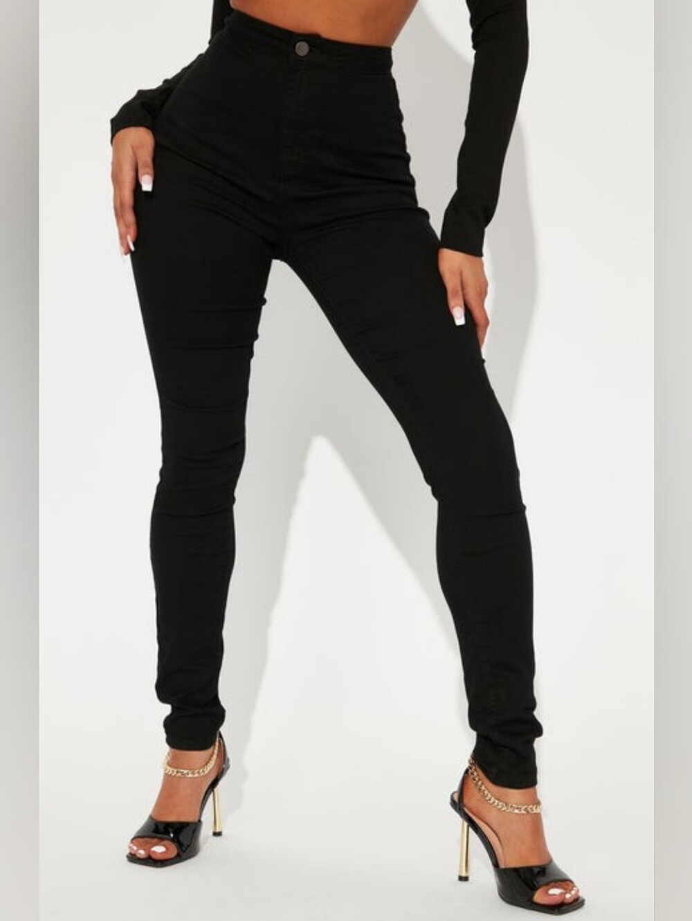Fashion Nova Super High Waist Denim Skinnies Black Jeans - Juniors Size 9
